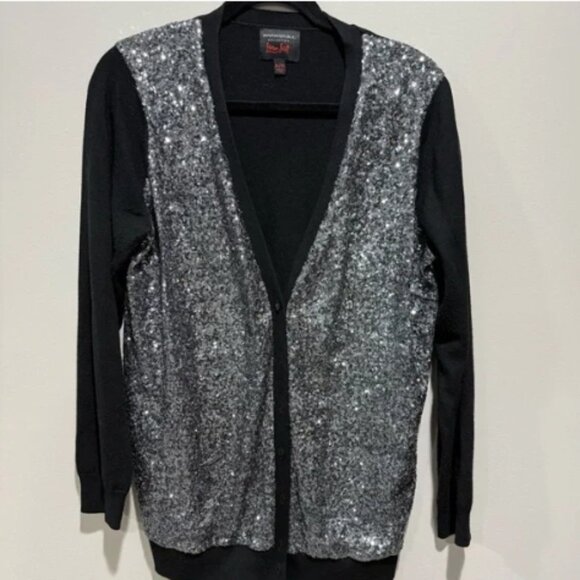 Banana Republic L’Wren Scott Cardigan | Black with Silver Sequins - Picture 3 of 6